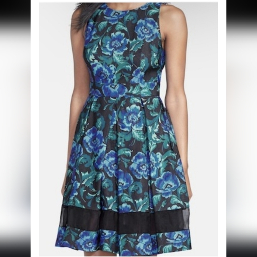 Eliza J Dress Fit & Flare Floral Keyhole Cutout spring Easter dress size 12